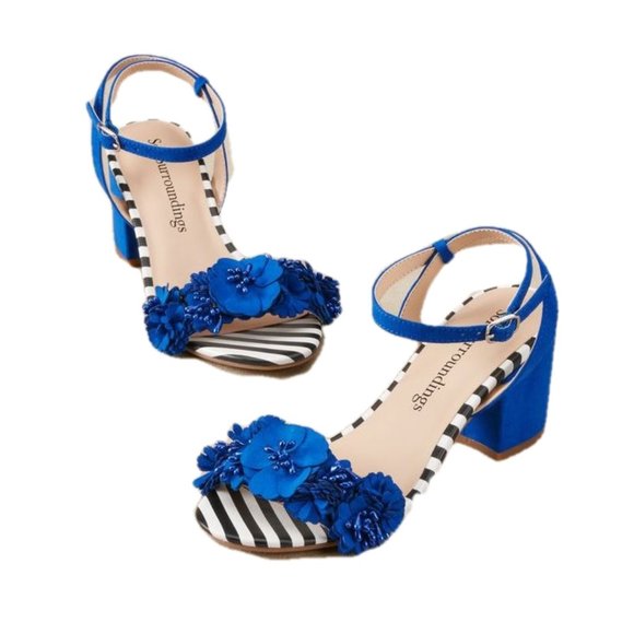 Soft Surroundings Shoes - Soft Surroundings Flora Heels Blue Size 7.5 New